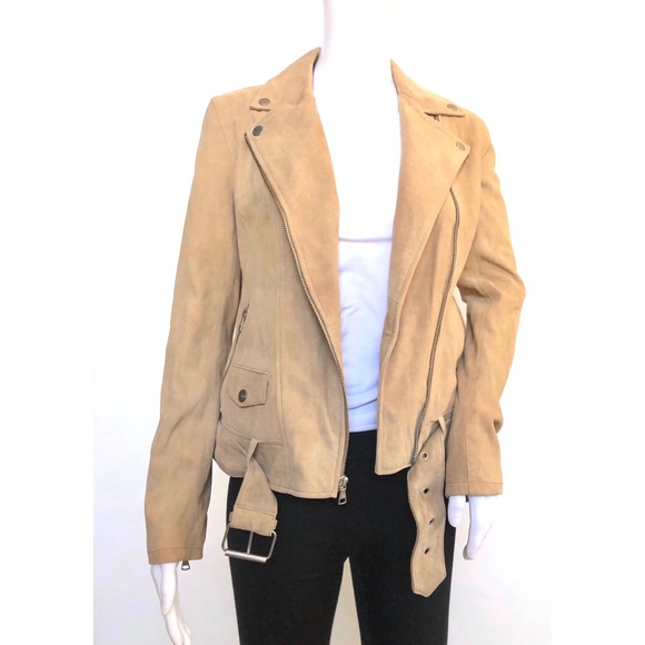 UGG STACEY SUEDE MOTO JACKET -CAMEL TAN  LAMB SUEDE -WOMEN’S SIZE XS -NEW - Picture 6 of 9
